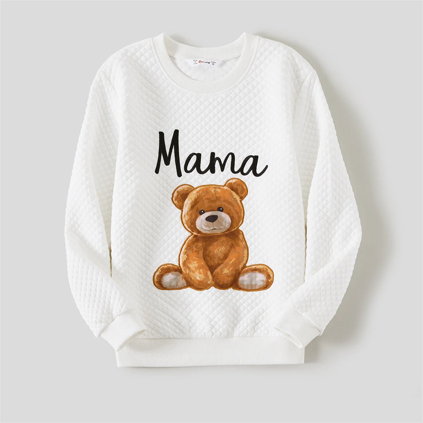 PatPat Family Matching Bear Print Long-sleeve Tops