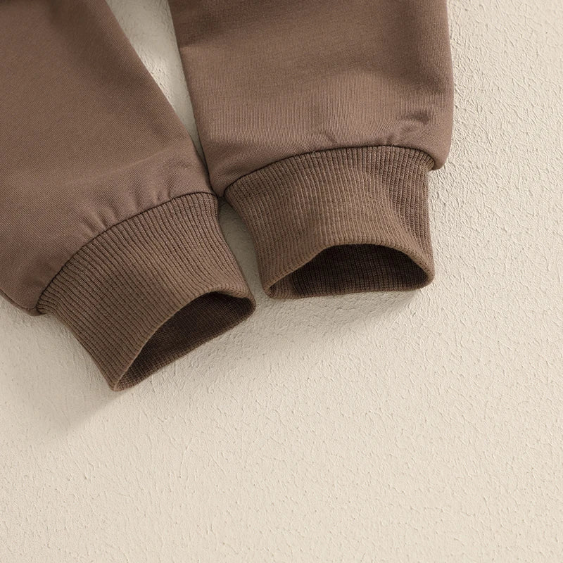 Boys Easter Outfits Bunny Embroidered Long Sleeve Sweatshirts and Long Pants