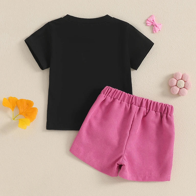 Bowknot Outfit Short Sleeve T-Shirt Top + Shorts Set
