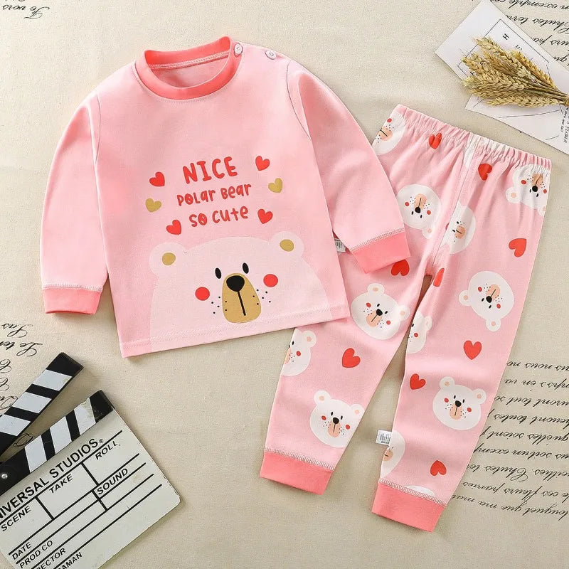 Cartoon Pajamas Baby Boys Girls Sleepwear Home Clothes Cotton