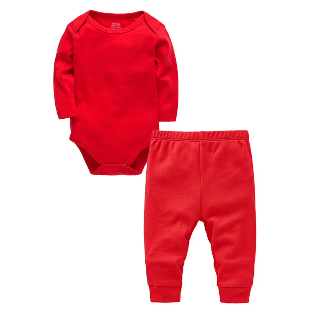 100% Cotton Plain Baby Romper+Pant Bodysuit