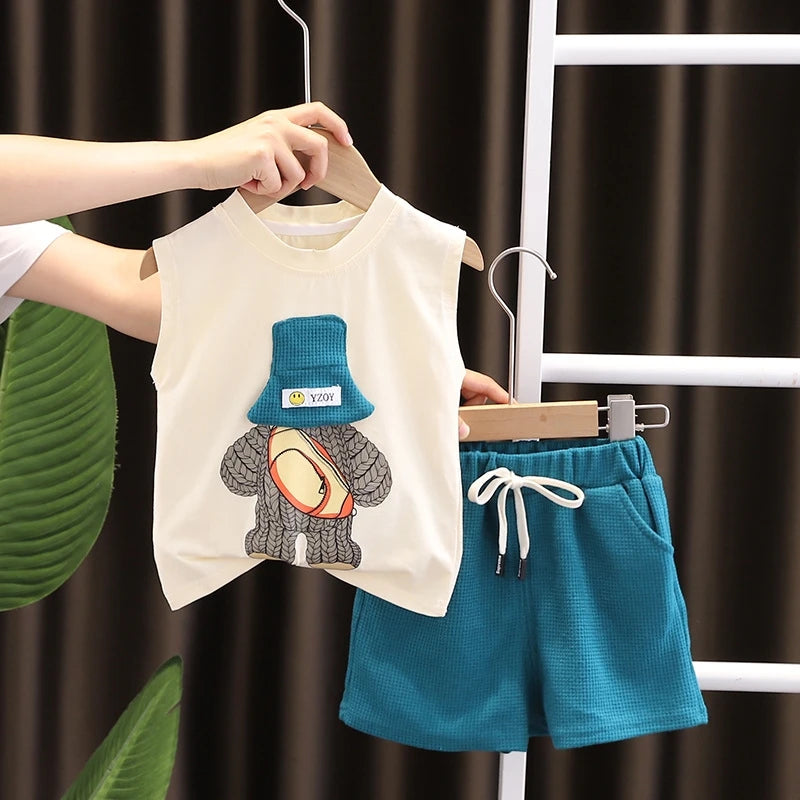 New Summer Baby Girls Clothes Children Boys Vest Shorts 2Pcs/Sets Infant Outfits Toddler Casual Sports Costume Kids Tracksuits
