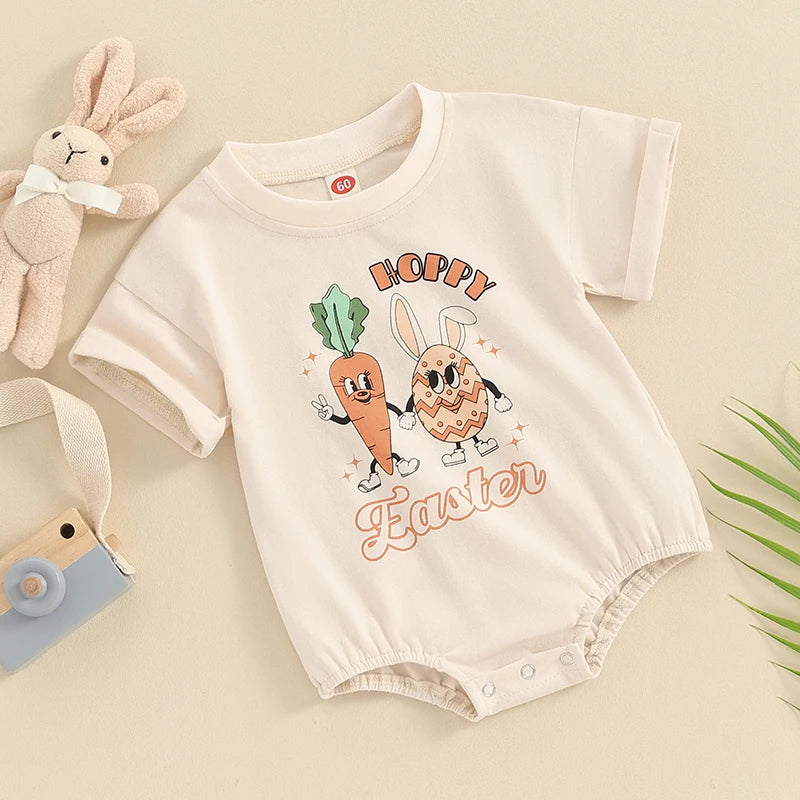 Bunny Printed Short Sleeve Romper