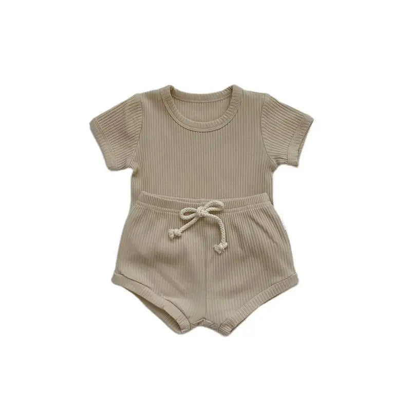 Summer 2 Pieces Toddler Infant Kid Baby Boy Clothes Sets Soft Short Sleeve T-shirt Tops Striped Shorts Summer Outifts Clothing