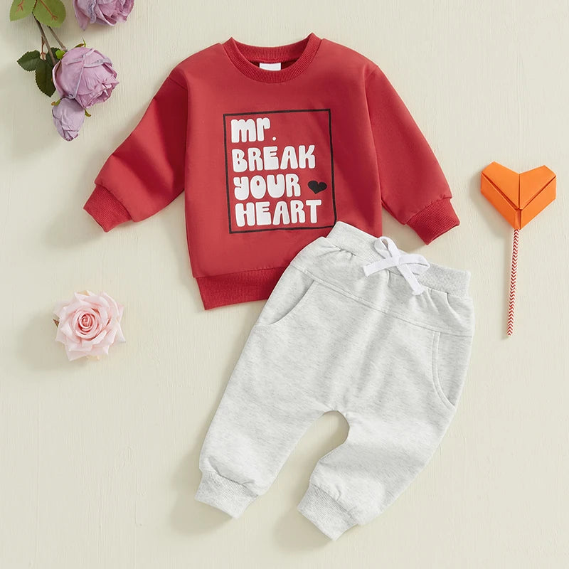 Valentine’s Day Outfits Long Sleeve Sweatshirt and Pants Set