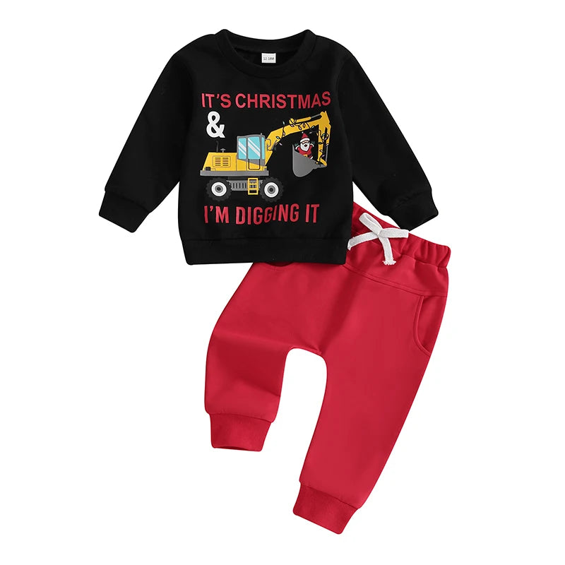 Long Sleeve Sweatshirt + Truck Print Pants Set