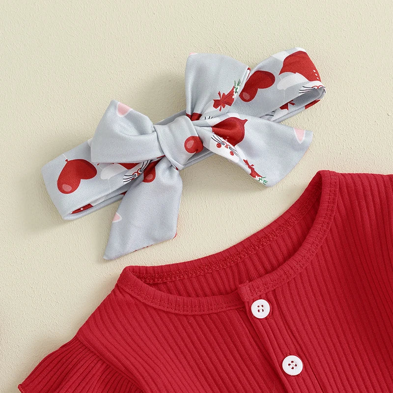 Girl Valentines Day Outfit Romper and Flared Pants