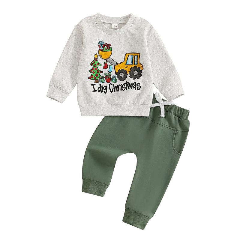 Long Sleeve Sweatshirt + Truck Print Pants Set