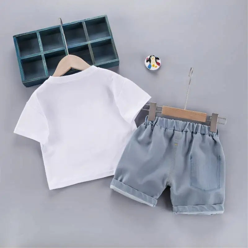 Tshirt +Denim Shorts 2 Pcs sets