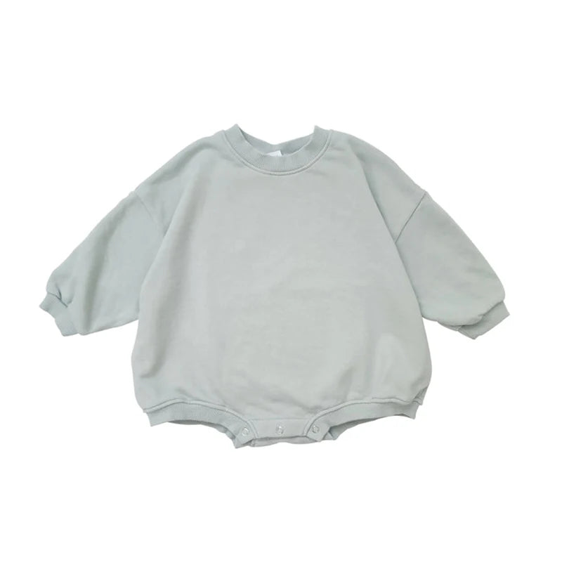 Newborn Infant Baby Solid Color Sweatshirt Romper