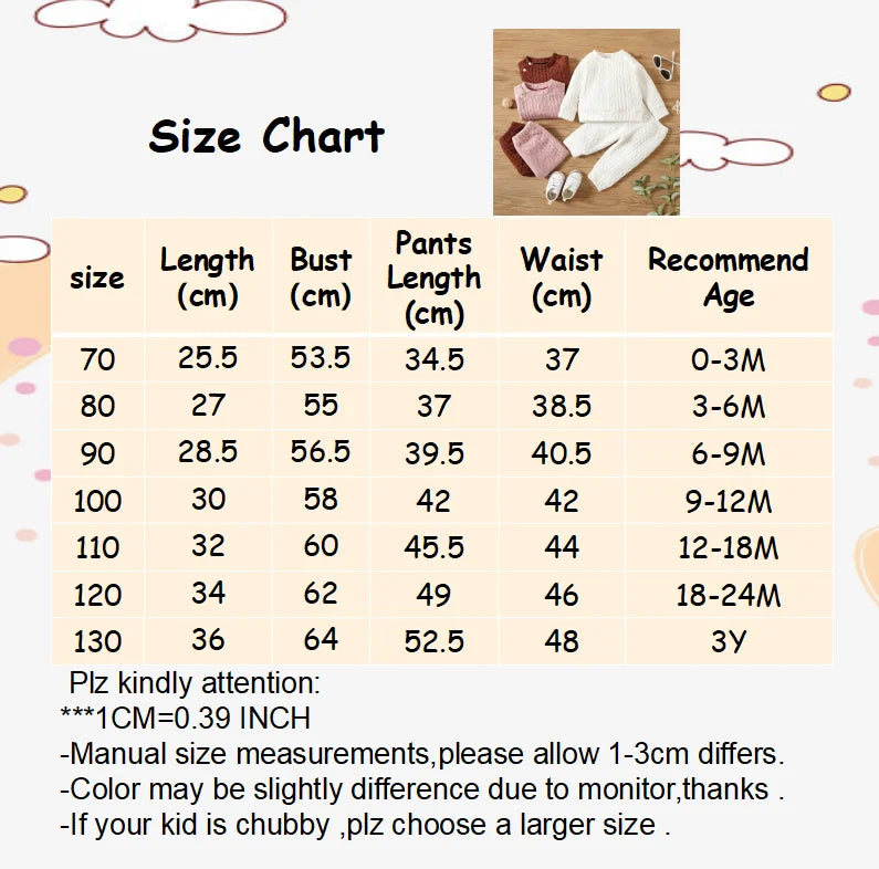 Solid Color Long Sleeves Top+Pants 2PCS Outfits