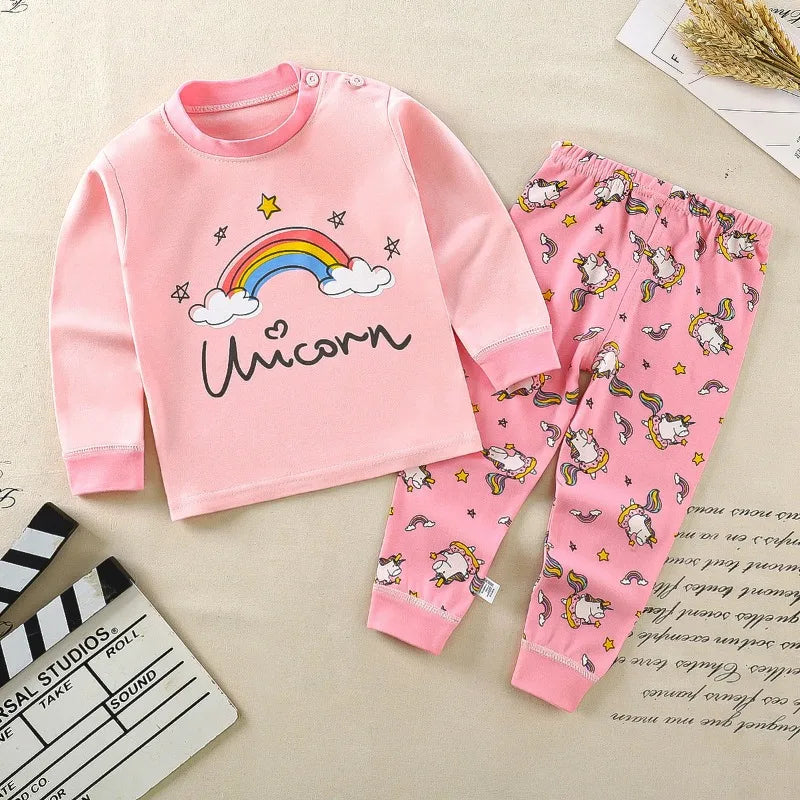 Cartoon Pajamas Baby Boys Girls Sleepwear Home Clothes Cotton