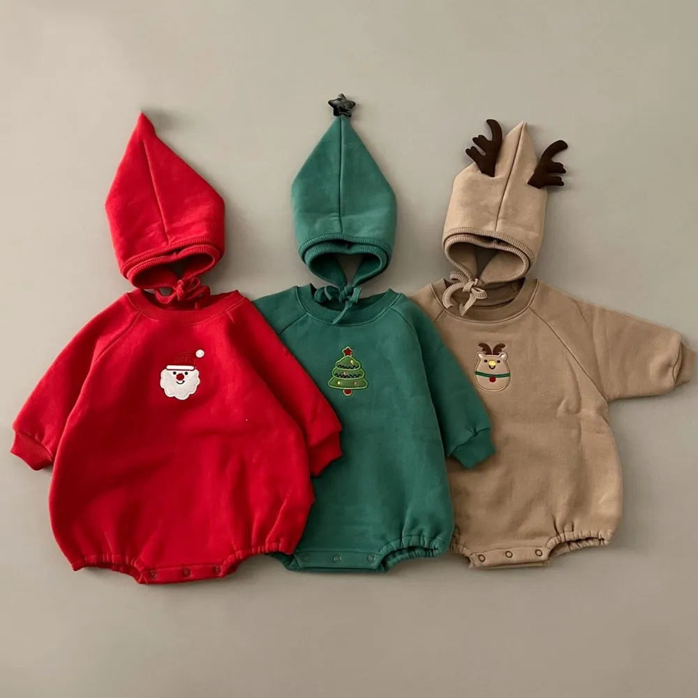 Winter Baby Christmas Style Romper Pant And Cloak