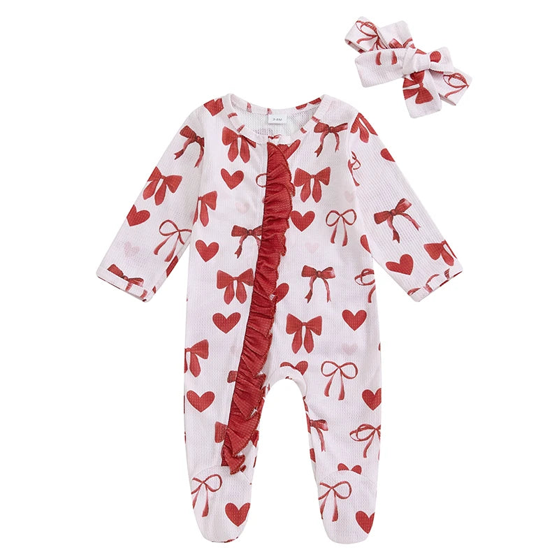 Baby Girls Footies Rompers Valentine s Day