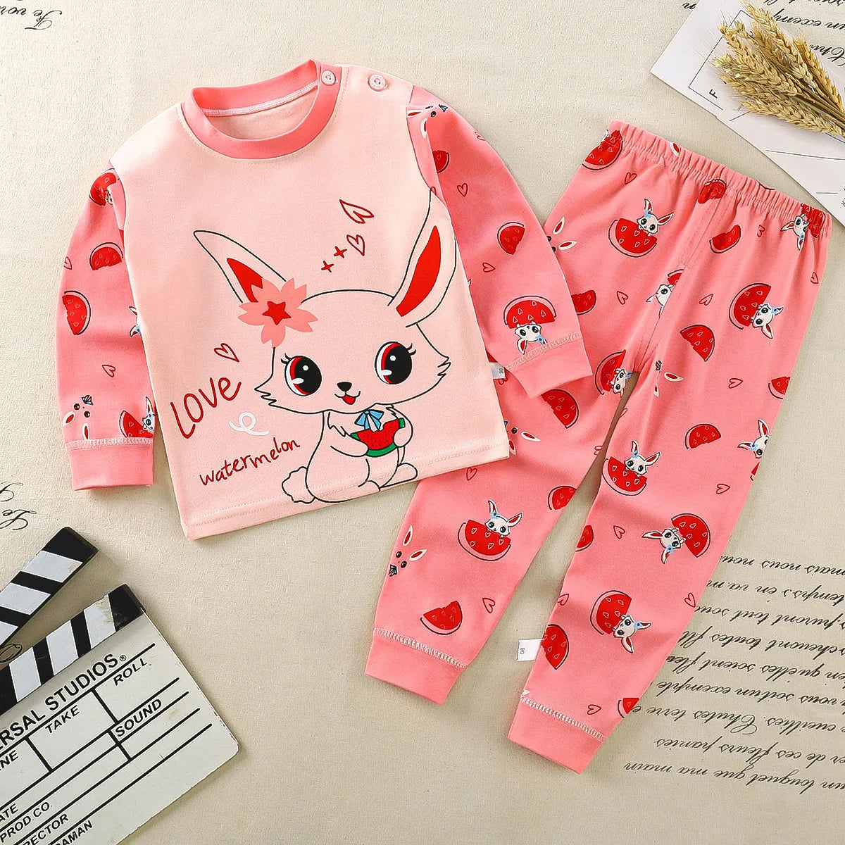Cartoon Pajamas Baby Boys Girls Sleepwear Home Clothes Cotton