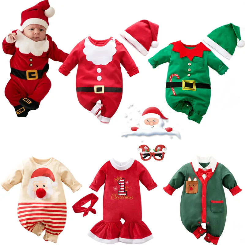 Santa's Little Joy 2Pcs Christmas Baby Romper Set