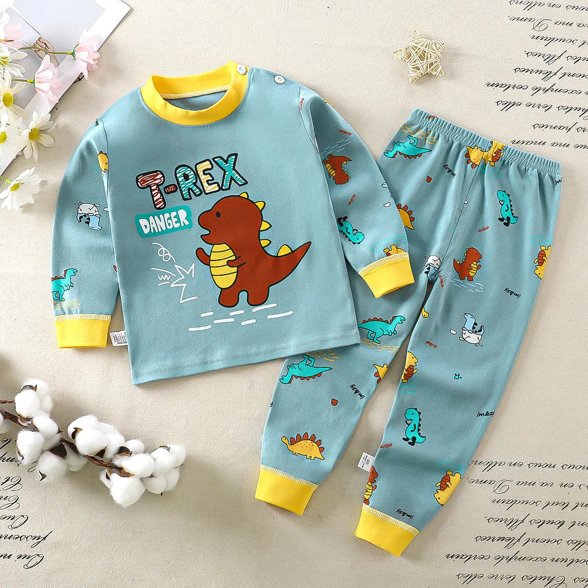 Cartoon Pajamas Baby Boys Girls Sleepwear Home Clothes Cotton