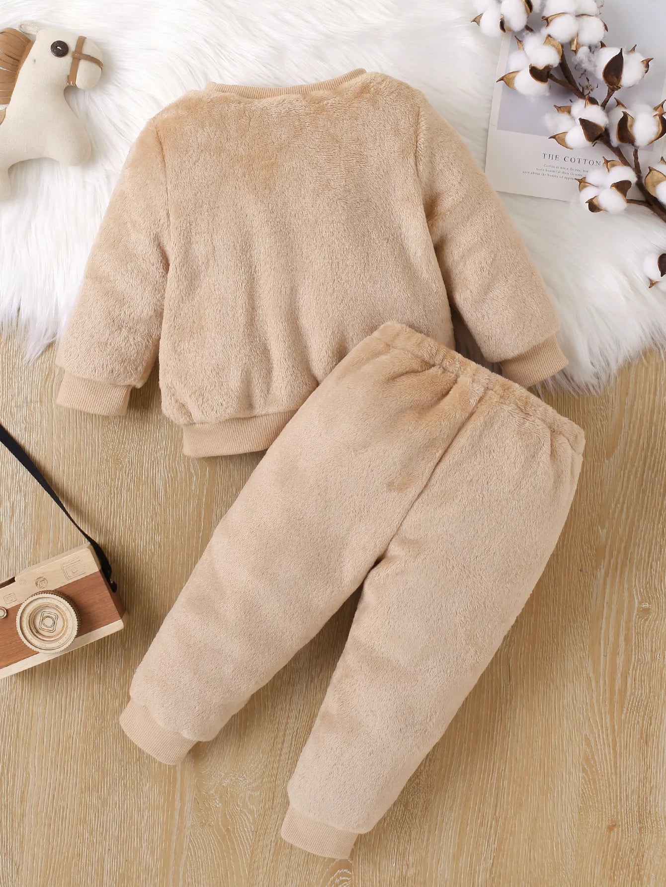 Toddler Cartoon Bear Top+Elastic Waist Pants Set