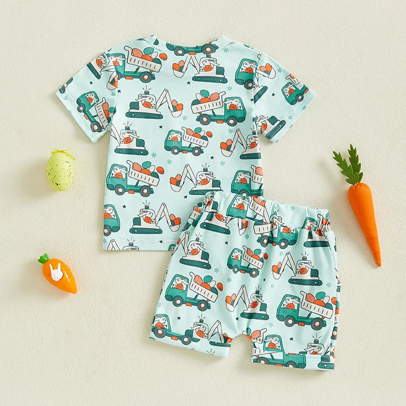 Crew Neck Short Sleeve T-Shirt with Shorts Set