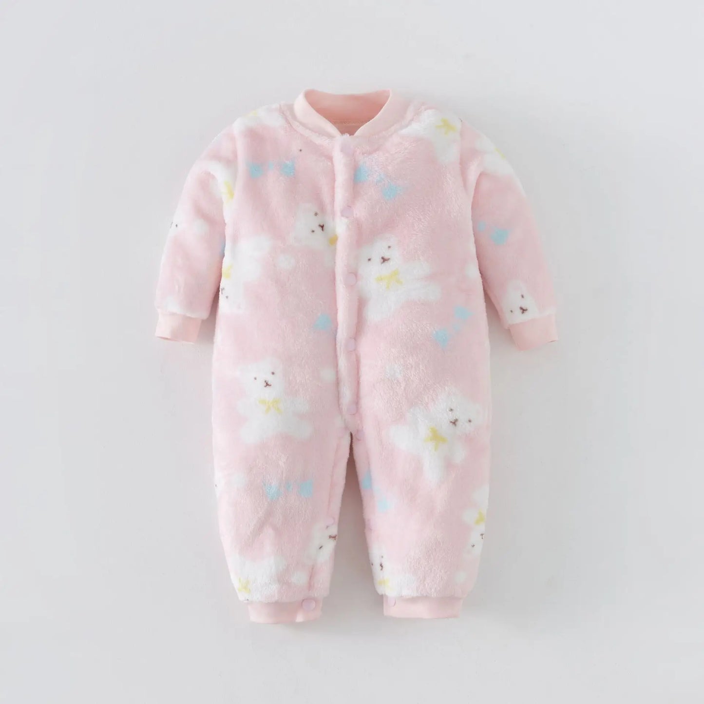 Infant Baby Cartoon Print Romper Flannel