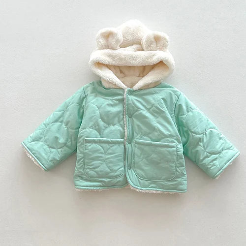 Solid Color Hooded Plush Jacket