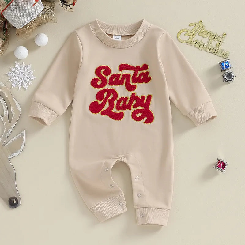 Santa Baby Christmas Long Sleeve Rompers