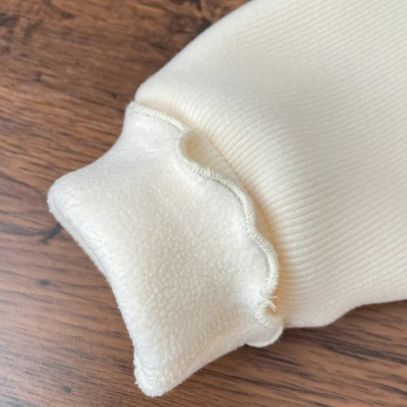 Kids Warm Thickening Sweater Puff Sleeve Flower Embroidery