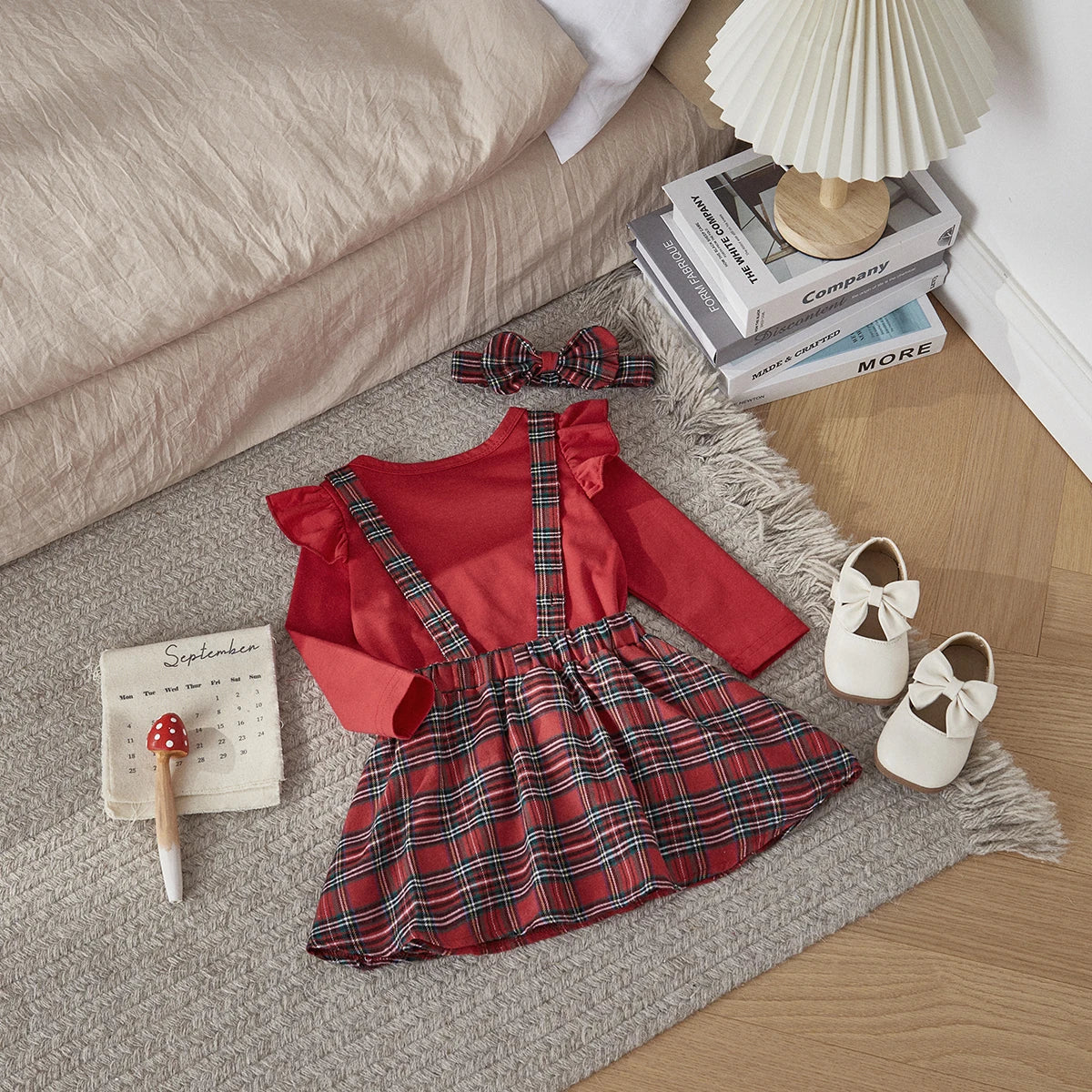 Infant Girl 3Pcs Reindeer plaid Christmas Outfit
