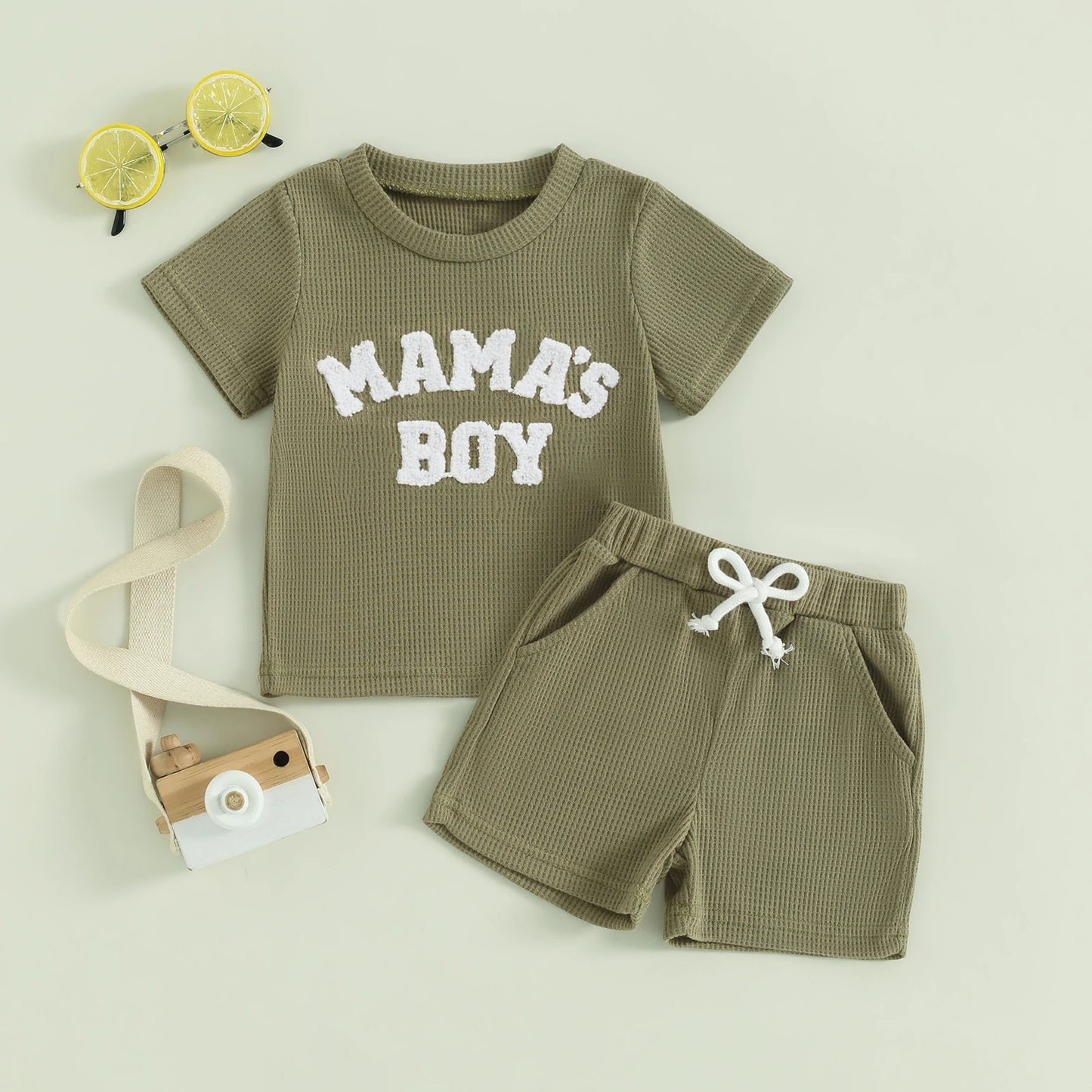 Letter Embroidery Short Sleeve T-Shirt Shorts Set 2Pcs Knit Outfit