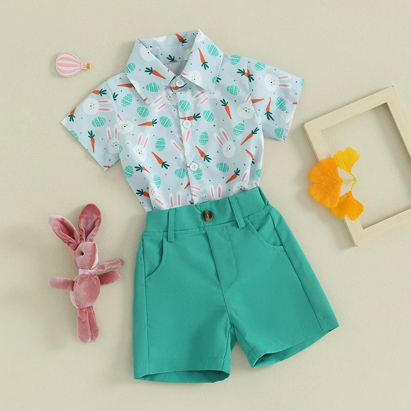 Bunny Carrot Short Sleeve Shirt and Solid Color Shorts