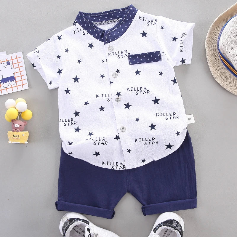 Boy's Suit shirt and Shorts 2PCS Set
