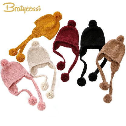 New Winter Baby Hat Pompom Cotton Knitted Baby Cap for Girls Boys Infant Bonnet Kids Cap Baby Accessories 6 Colors