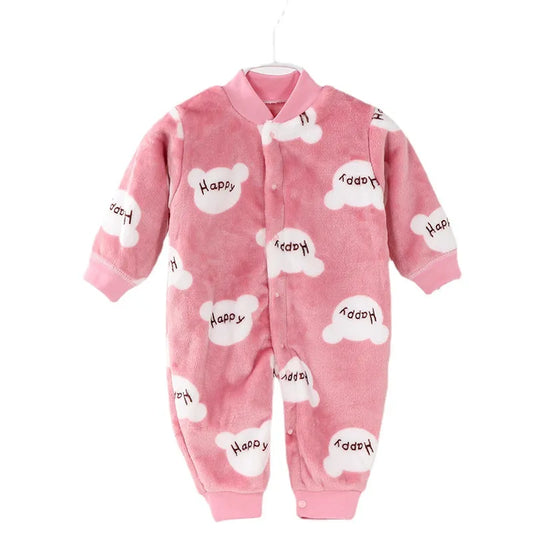 Infant Baby Cartoon Print Romper Flannel