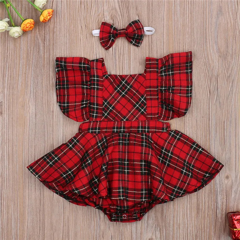 Baby Girls Christmas Ruffles Romper Tutu Skirts