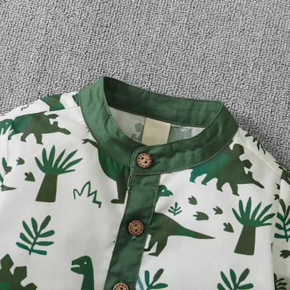Short Sleeve Button Down Shirt  Solid Elastic Waist Shorts Set