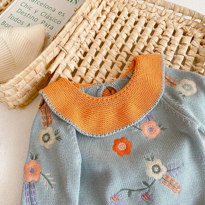 Infant Baby Girls Knitted Embroidered Suit