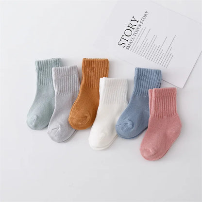 6Pairs Cotton Solid Soft Infant Socks