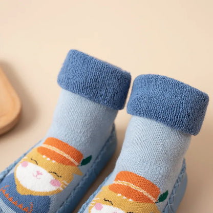 Toddler Indoor Sock Shoes Newborn Prewalker Kids Winter Thick Terry Cotton Baby Girl Sock Rubber Sole Infant Cartoon Funny Sock