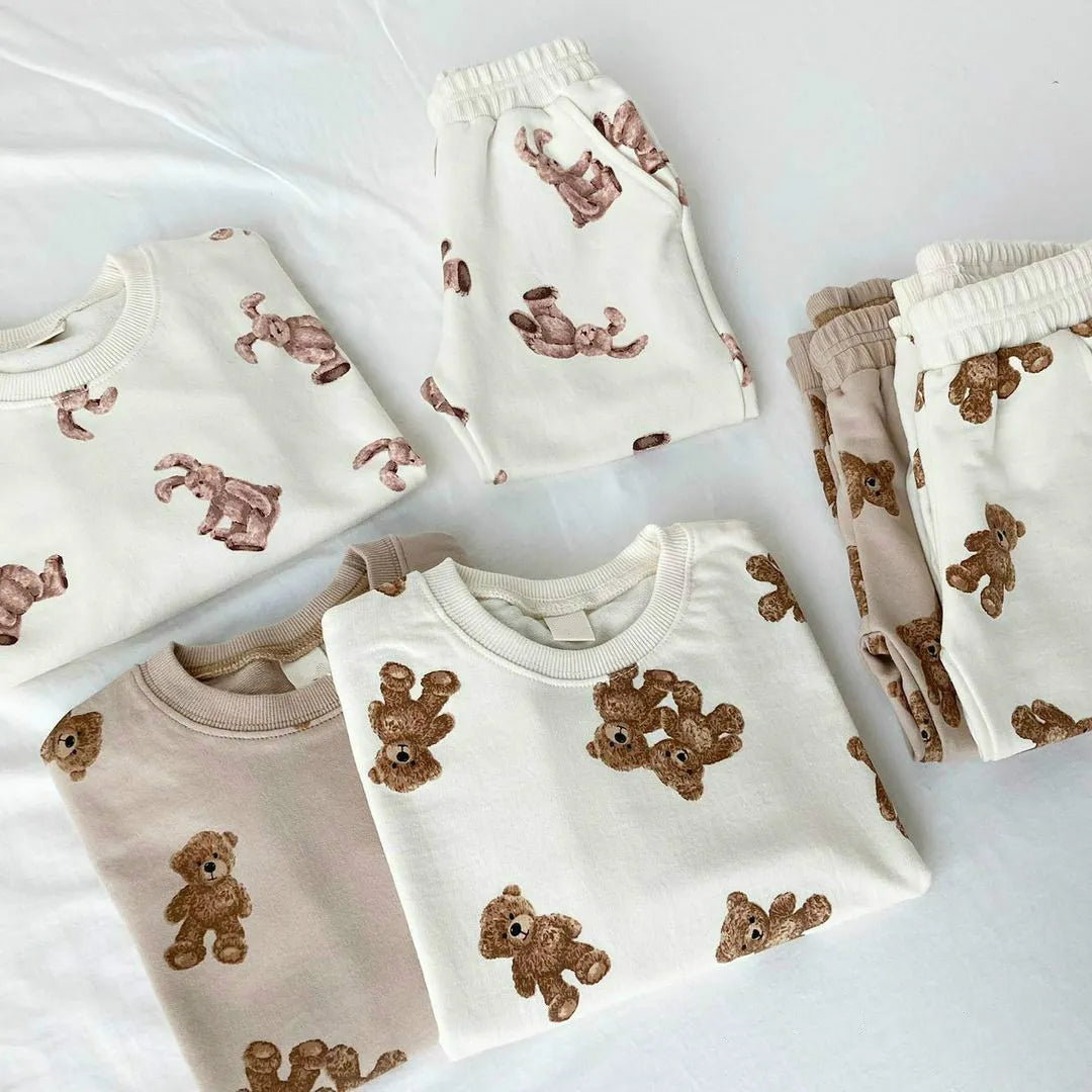 Toddler Kids Cartoon Bear Print Tracksuit