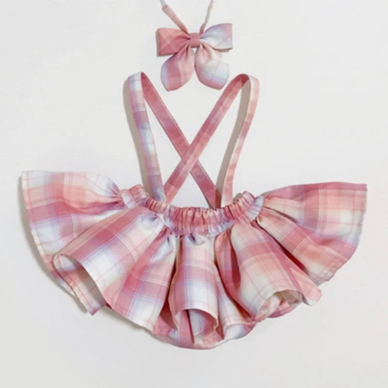 Baby Girl Formal Clothes Set White Shirt+Suspender Skirt+Bow Tie 3PCS Summer Child Clothing Set Outfit Baby Clothes Suit 1-7Y