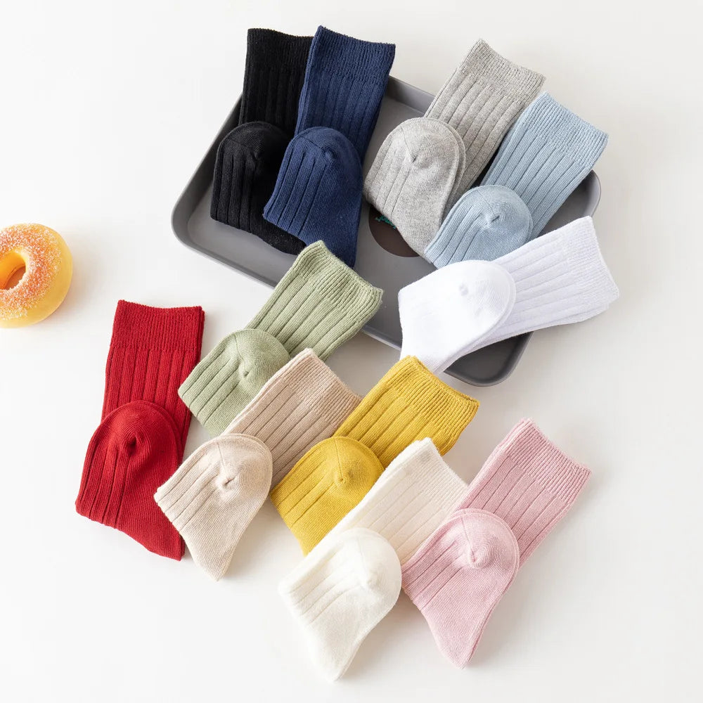 Baby Solid Cotton Stripe Plain Socks