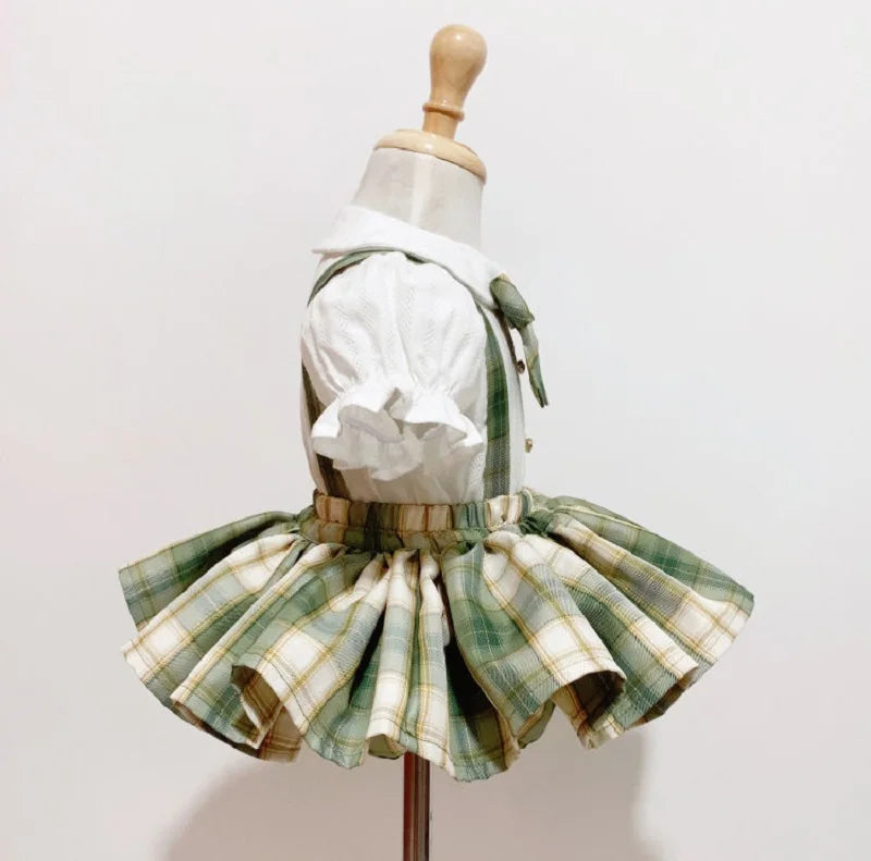 Baby Girl Formal Clothes Set White Shirt+Suspender Skirt+Bow Tie 3PCS Summer Child Clothing Set Outfit Baby Clothes Suit 1-7Y