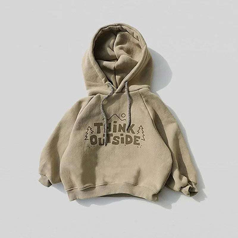 Print Hooded Sweatshirt Cotton Tops