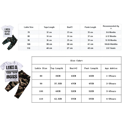 Short Sleeve Letter T-shirt Camo Pants 2Pcs Outfits Set