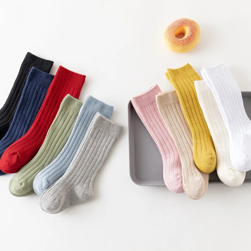 Baby Solid Cotton Stripe Plain Socks