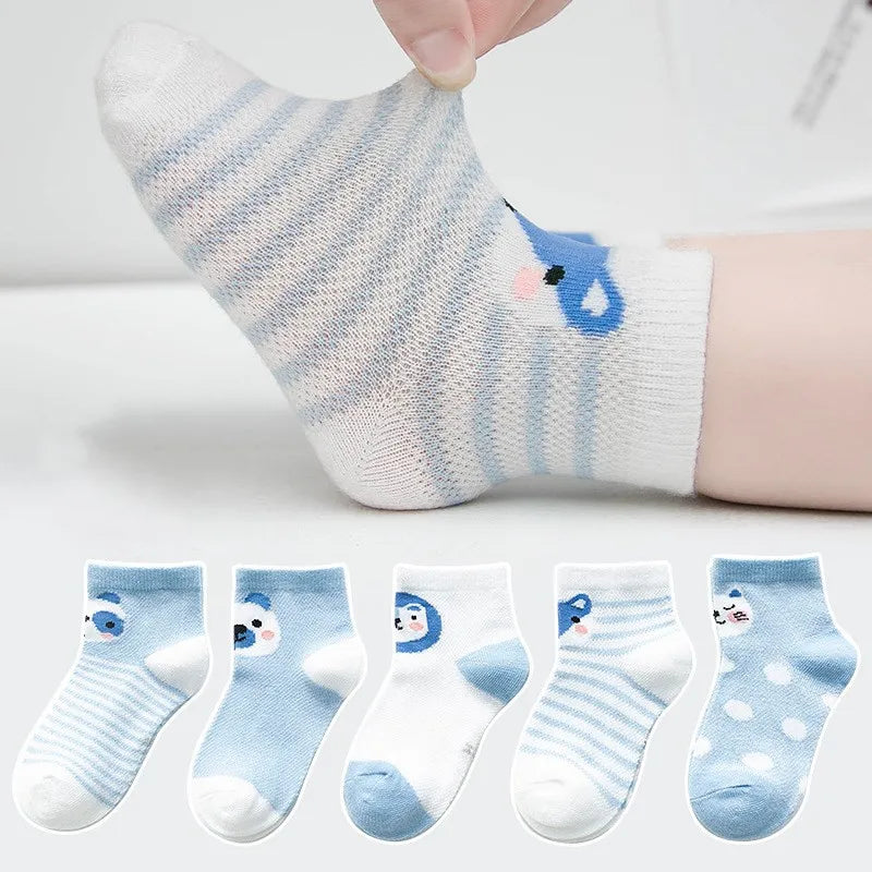 5Pairs Toddler Socks Mesh Cotton