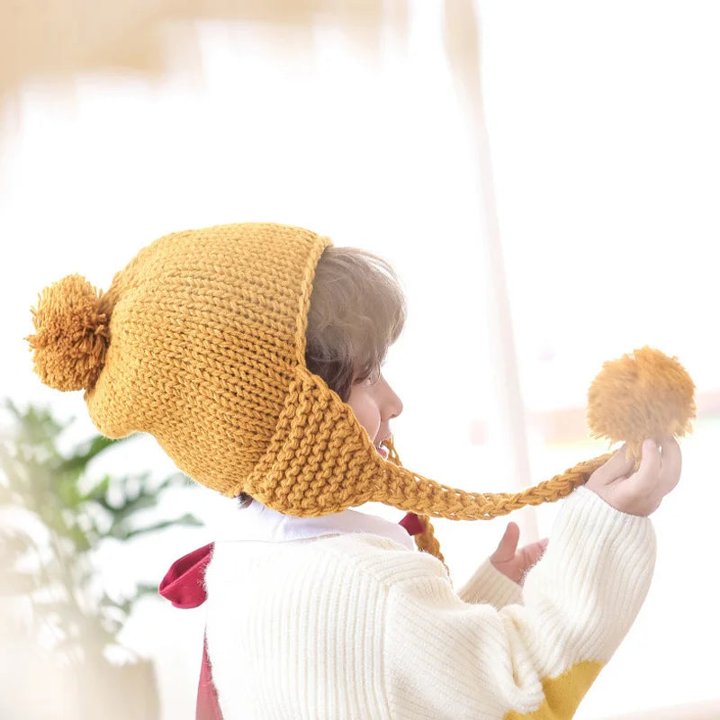 New Winter Baby Hat Pompom Cotton Knitted Baby Cap for Girls Boys Infant Bonnet Kids Cap Baby Accessories 6 Colors