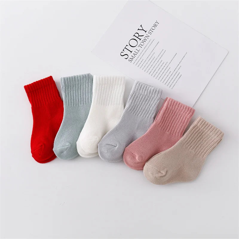 lawadka 6Pairs/set 0-12Month Newborn Baby Boy Girl Sock Cotton Solid Soft Infant Socks for Girls Boys Spring Autumn Korea Style