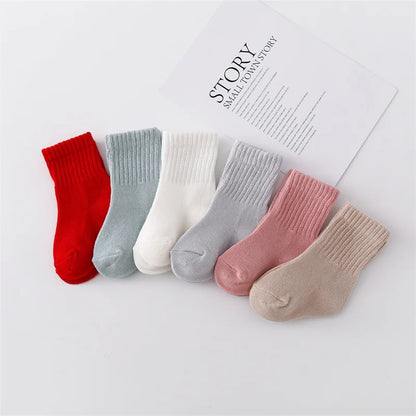 6Pairs Cotton Solid Soft Infant Socks