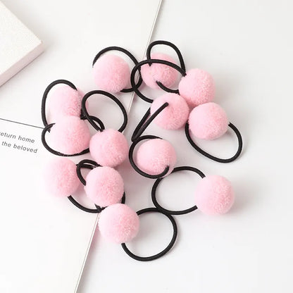 cute animal hair ball hair ring 10pcs